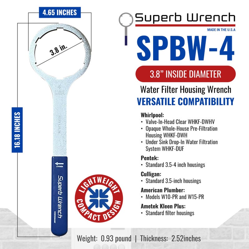 Superb Wrench Heavy Duty Metal Water Filter Housing Wrench #4 for Whirlpool Models - Image 5